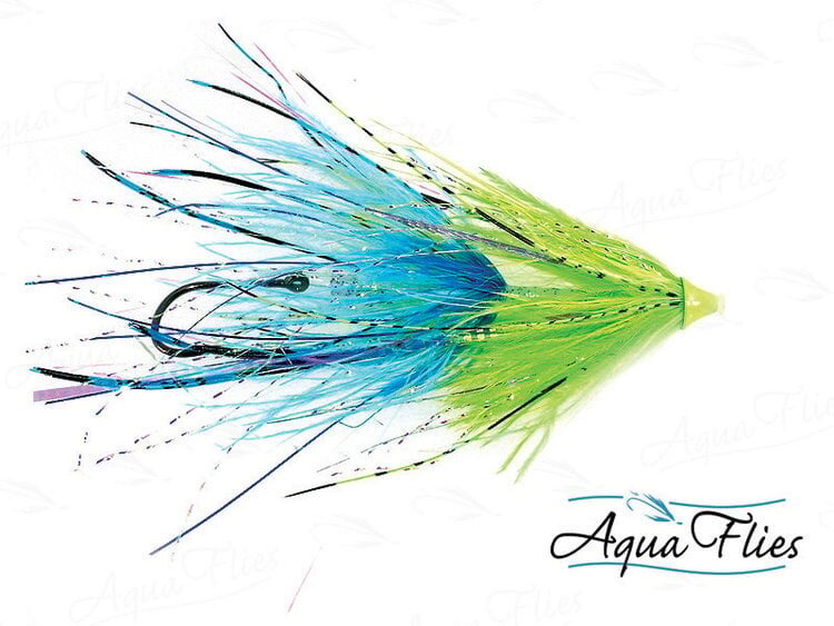 Aqua Flies Stu's Chinook Intruder Tube Chartreuse/Blue Sz 1
