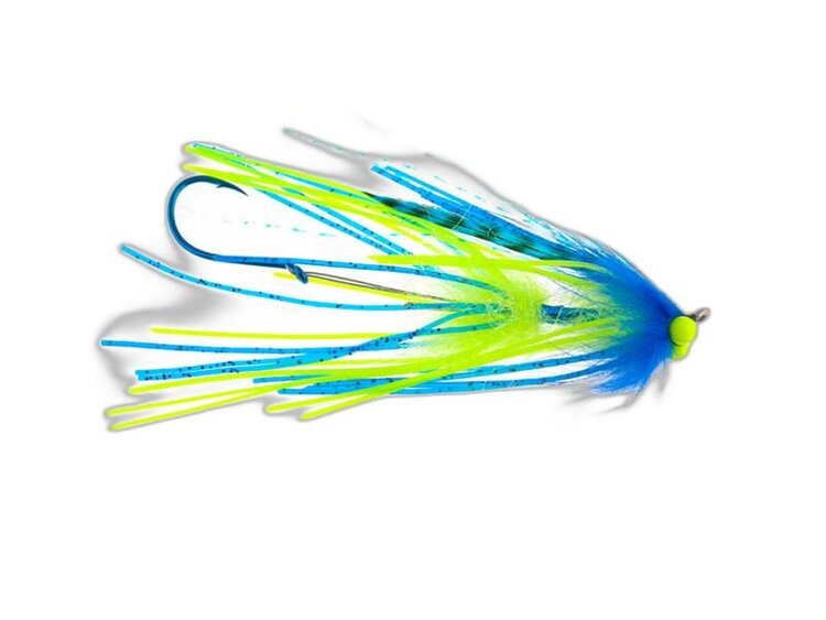 Aqua Flies Sili-Leg Intruder Blue/Chartreuse Sz 1
