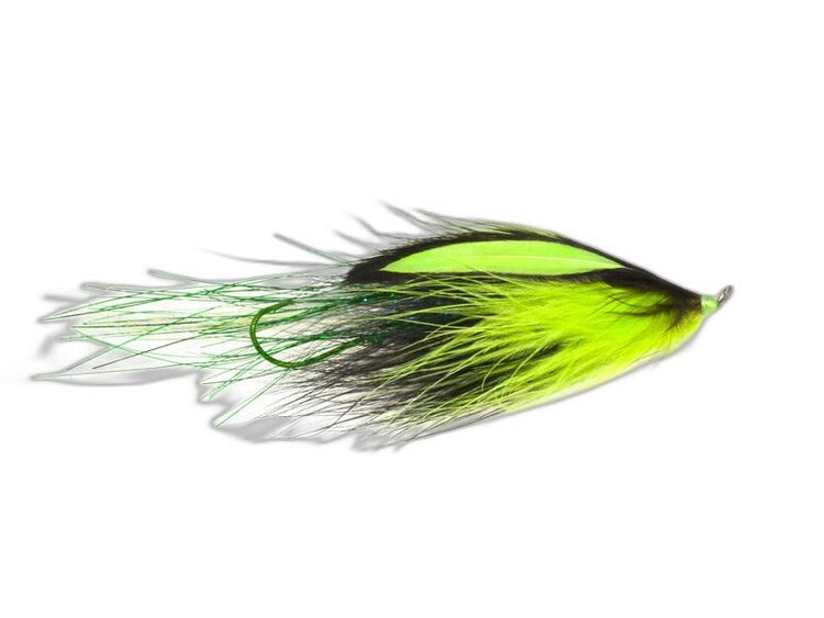 Aqua Flies FlashTail Stinger Prawn Chartreuse/Black Sz 1