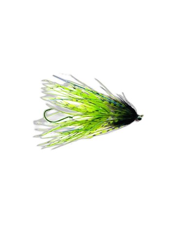 Aqua Flies Stu's Barred Ostrich Intruder Chartreuse/Black Sz 1