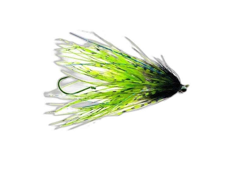 Aqua Flies Stu's Barred Ostrich Intruder Chartreuse/Black Sz 1
