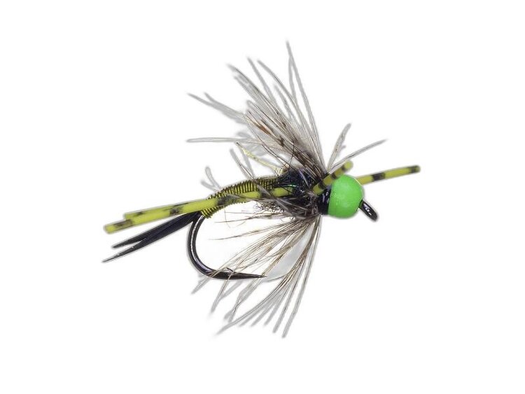 Aqua Flies Bead Head Vitamin D Chartreuse Rubber Leg Sz 6