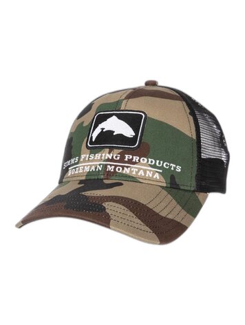 Simms Trout Icon Trucker, Woodland Camo
