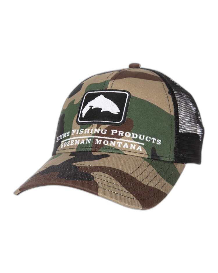 Simms Trout Icon Trucker, Woodland Camo