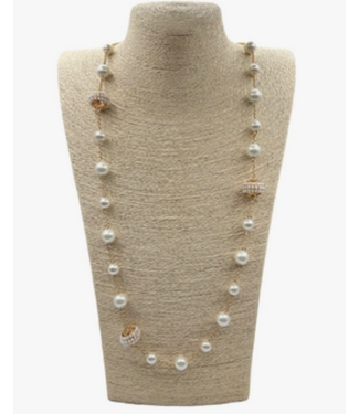liza byrd LB filigree pearl ball necklace