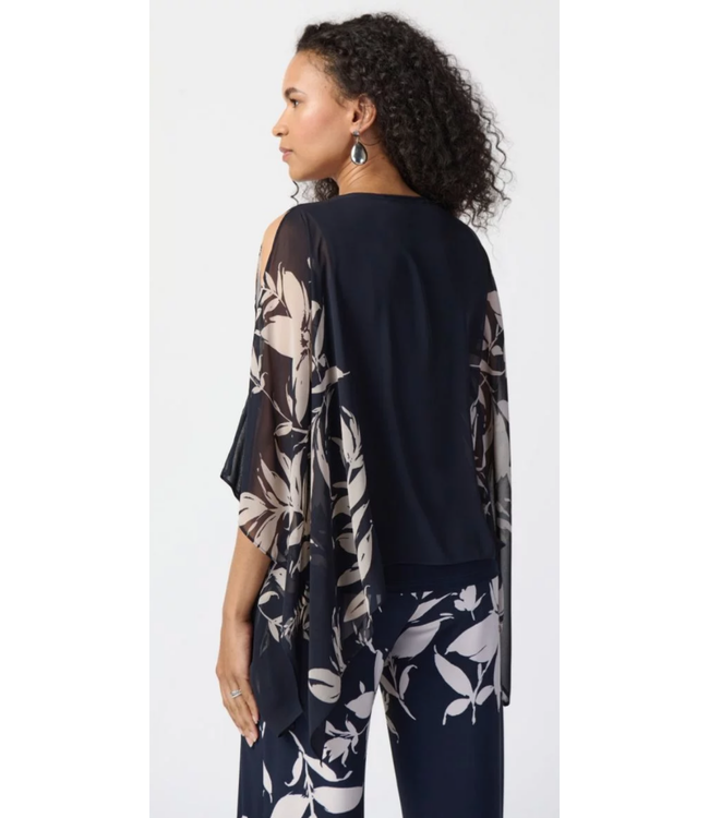 Joseph ribkoff midnight blue/beige blouse