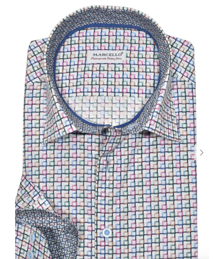 Marcello W784 Multi color squares shirt