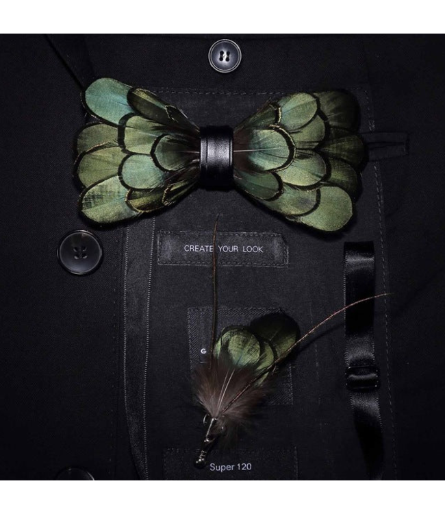 Bowtie Bay Feather Bowtie and Lapel Pin