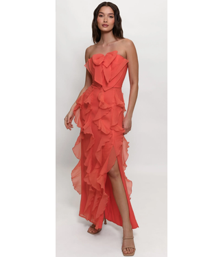 hutch Hutch jeanetta ruffle bow front gown