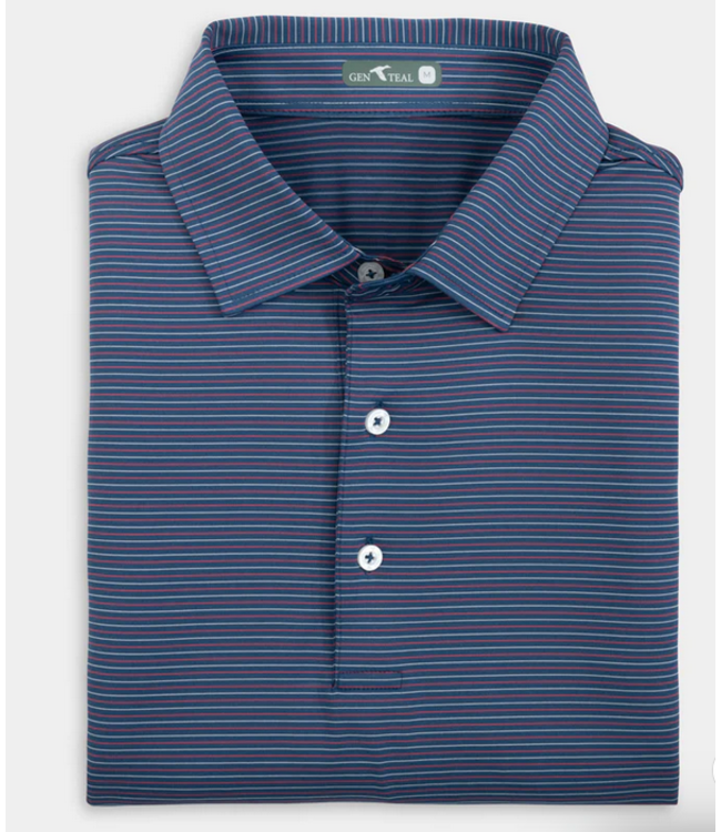 Genteal Heathered Pinstripe Performance Polo