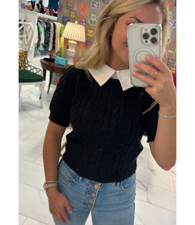 Central Park West New York Tessa Puff Sleeve Cable Twofer