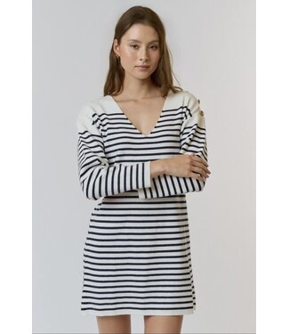 Hiltons stripe sweater dress with button detail