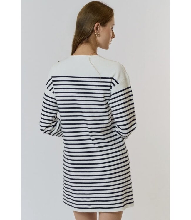 Hiltons stripe sweater dress with button detail