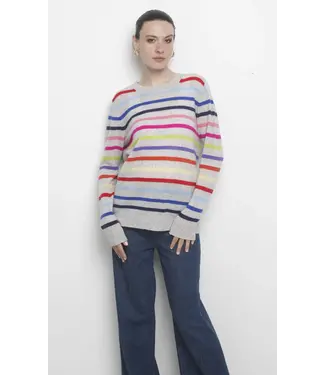 cashmere multi color stripe pullover