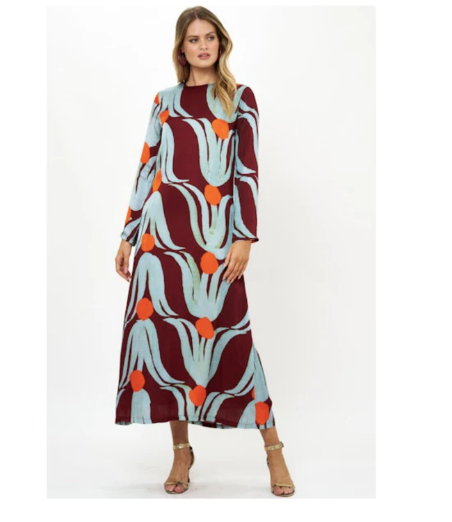 Long sleeve shift maxi