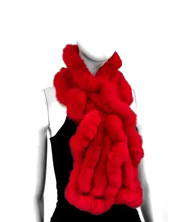 rex rabbit fur ruffle scarf