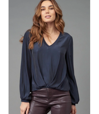 lola + sophie Distressed Satin V-Neck Top