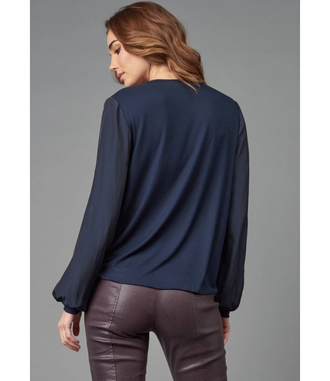 Distressed Satin V-Neck Top