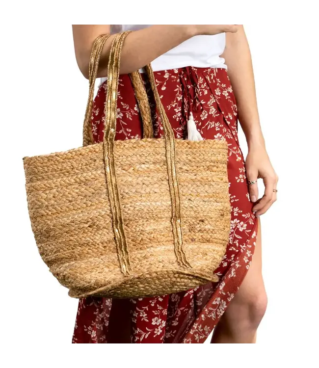 Natural Embroidered jute bag