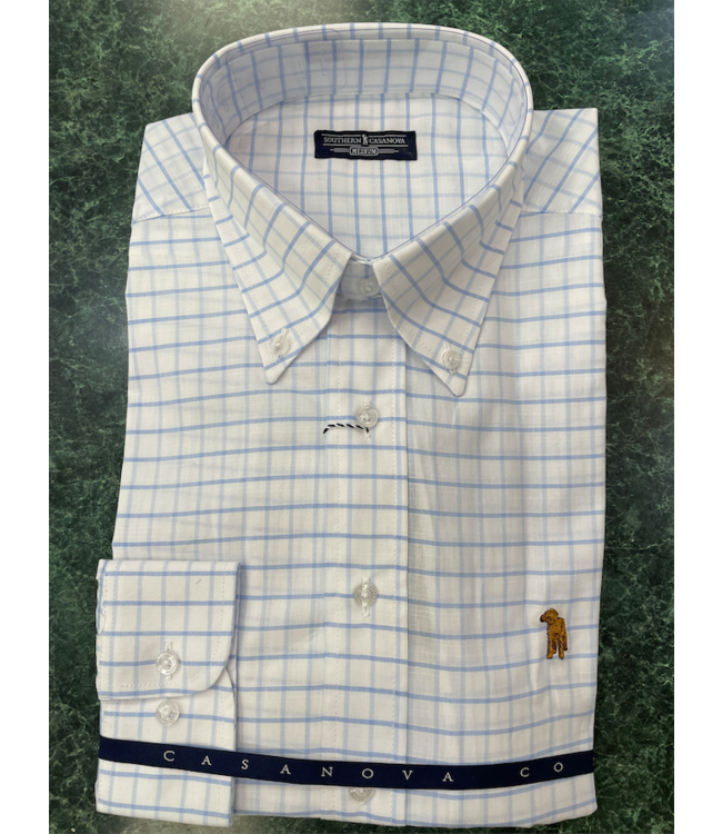 Lake Blue Check Button Down