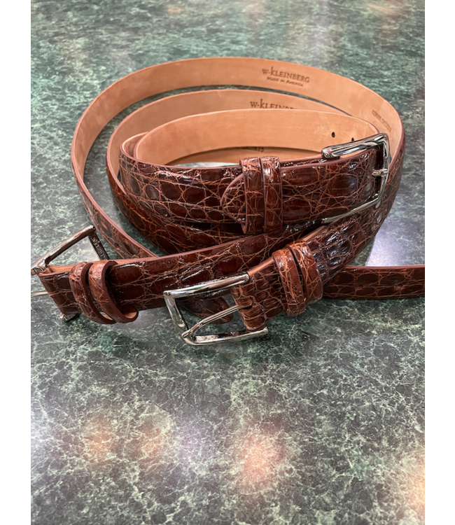 Cognac Tingas Crocodile Belt with Nickel Buckle