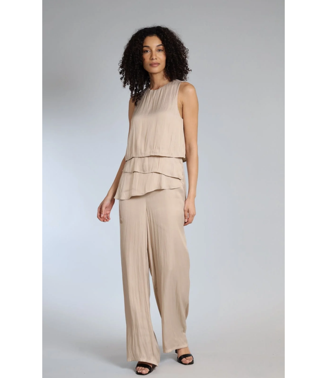 Vintage Satin Tiered Ruffle Jumpsuit