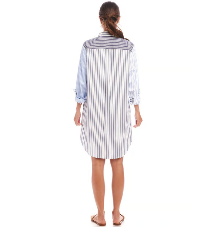 Long Sleeve Mixed Stripe Shirtdress