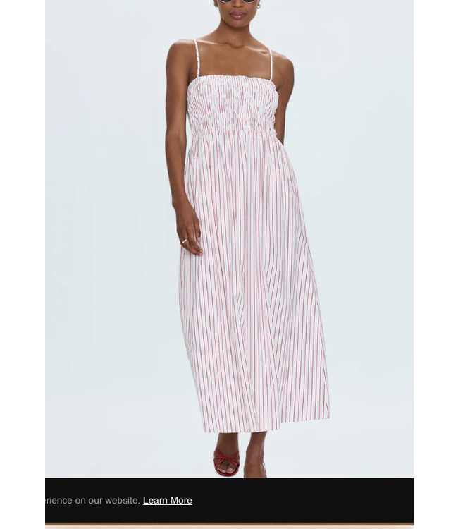 Bianca Shirred Bodice Dress - Green/Blue Stripe