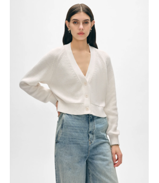 Cotton blend ribbed cardigan