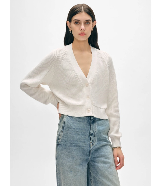 Cotton blend ribbed cardigan