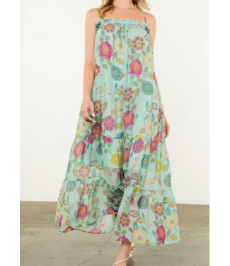 thml Strap tie floral maxi dress