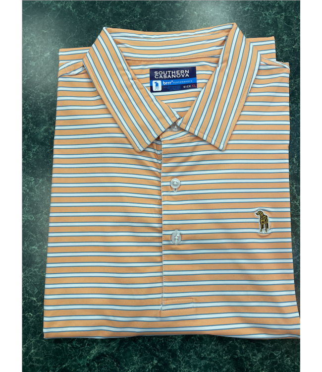 Tender Peach Stripe Brrr Performance Polo