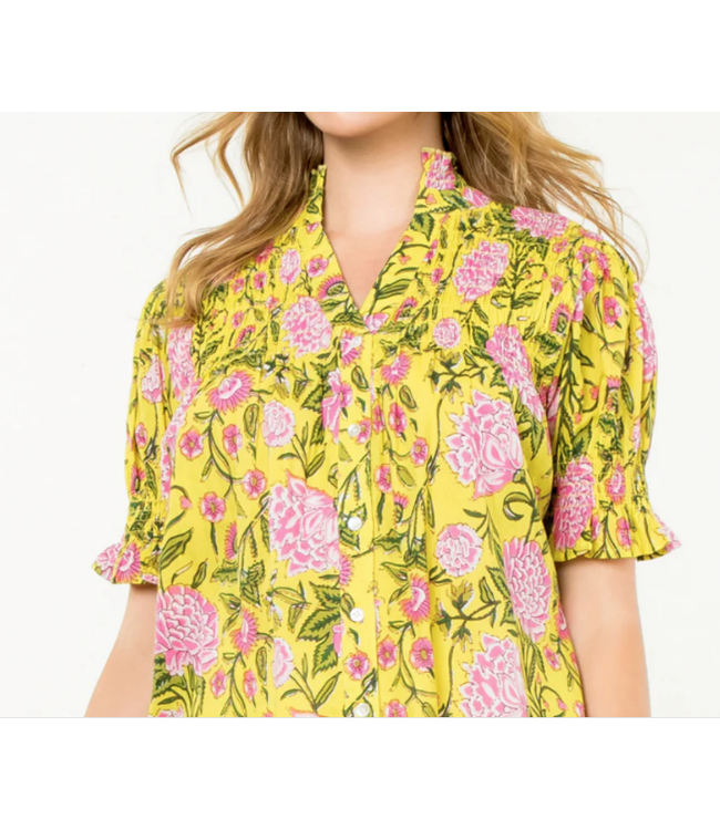 THML Puff  Sleeve Floral Top