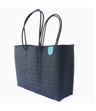 Tin Marin Tin Marin All black Woven Plastic Beach Super Tote- ST8
