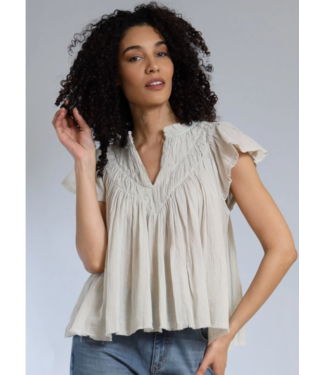 lola + sophie Lola + sophie T6128 flutter sleeve gauze top