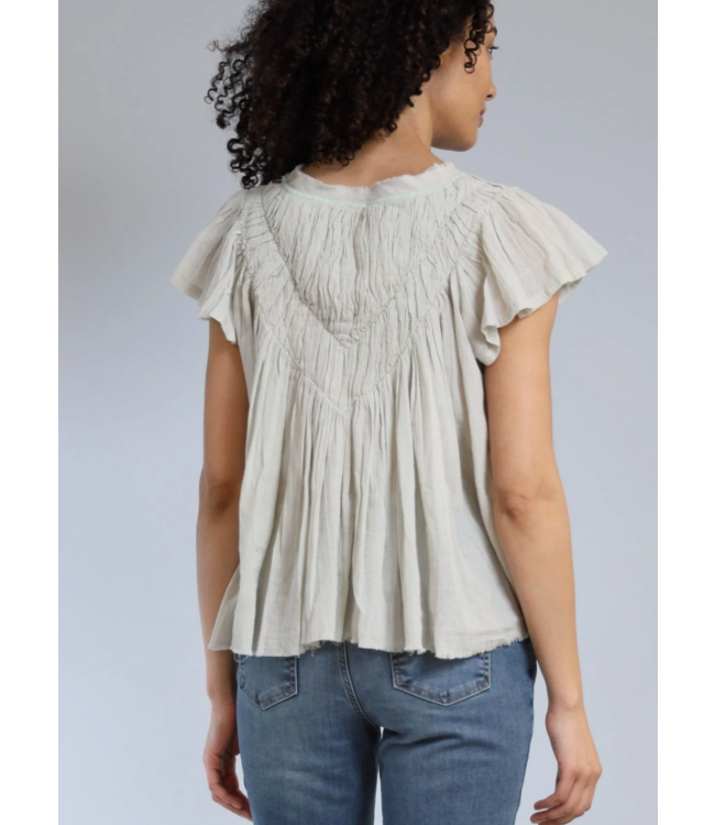 Lola + sophie T6128 flutter sleeve gauze top