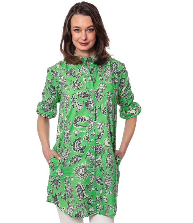 Dizzy Lizzie 619-M729 shirt dress w ruffle