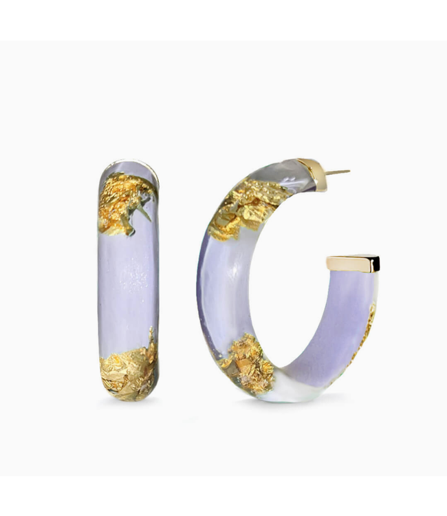 Gold & honey E1483 1.5 24k gold leaf hoops