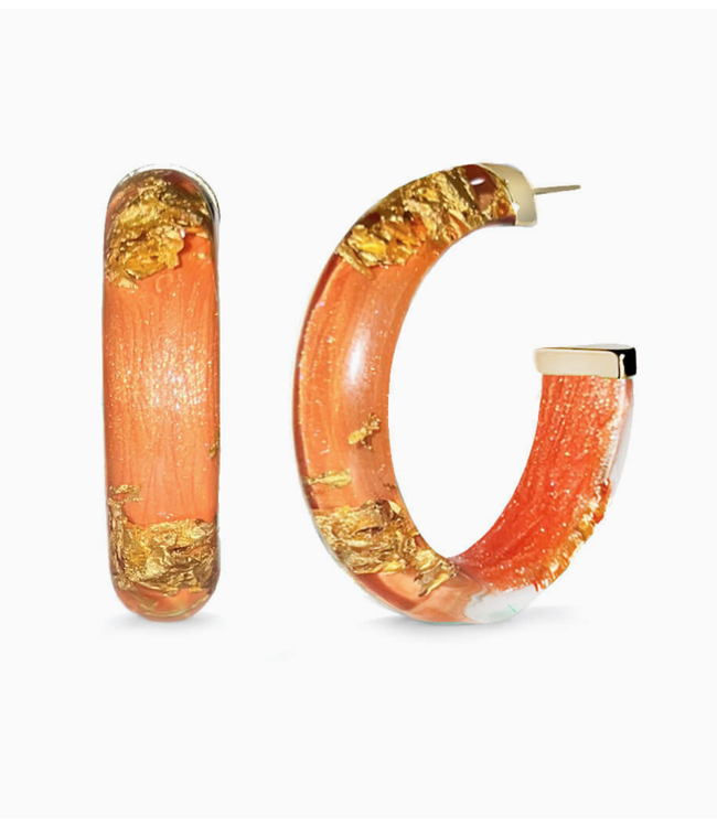 Gold & honey E1483 1.5 24k gold leaf hoops