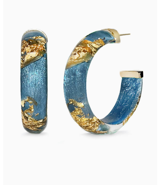 Gold & honey E1483 1.5 24k gold leaf hoops
