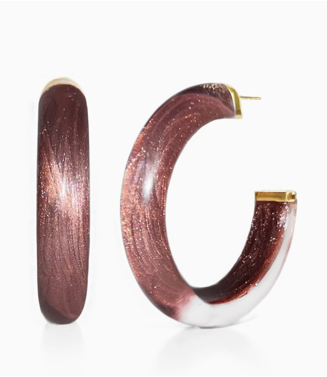 Gold & honey E1483 2" medium illusion hoops