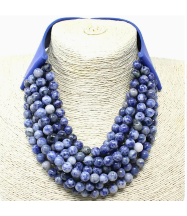 blue chunky necklace  with snap closure