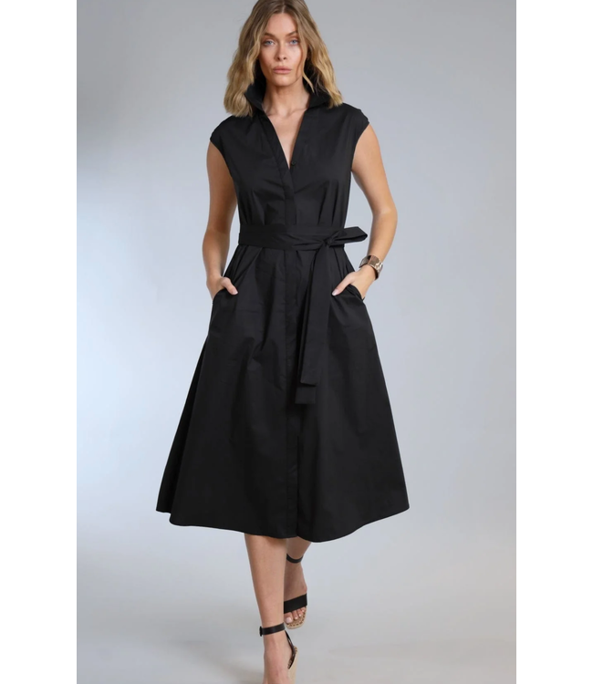 Lola + Sophie D3306 stretch poplin belted shirtdress