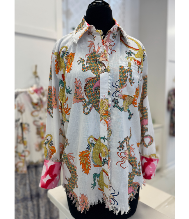 Dizzy lizzie Cape cod fringe blouse