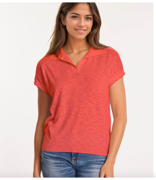 Mododoc S/S Polo Sweater Top- 41F-A5930