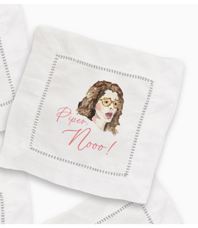 French Graffiti linen cocktail napkin set