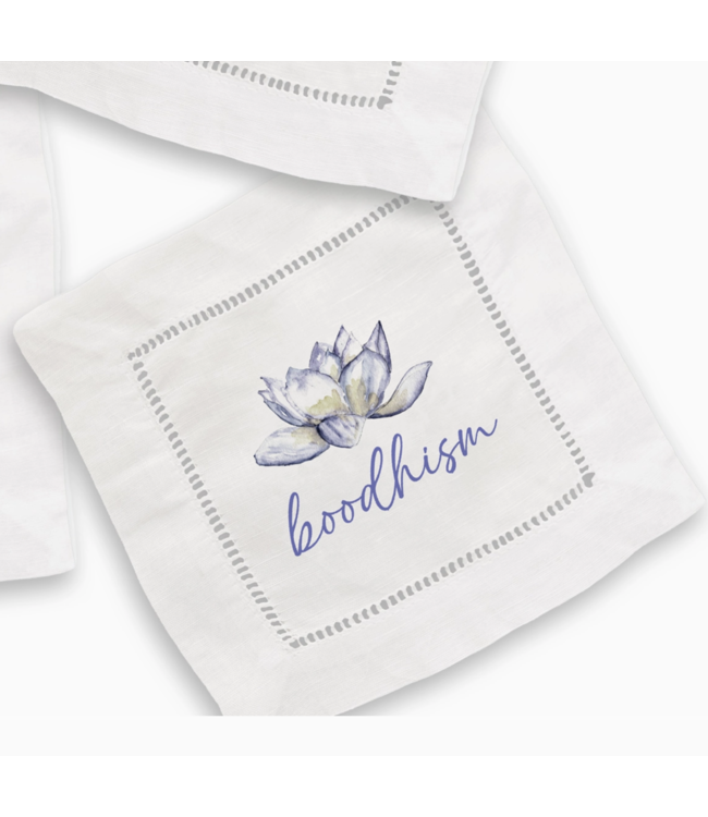 French Graffiti linen cocktail napkin set