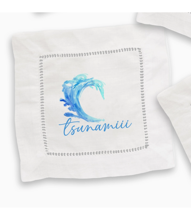 French Graffiti linen cocktail napkin set