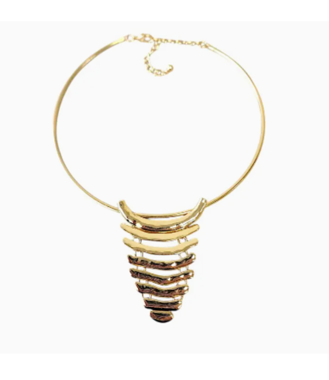 Bijoux Envie Geometric Pendant Gold Collar Necklace N4331
