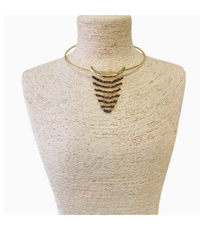 Bijoux Envie Geometric Pendant Gold Collar Necklace N4331